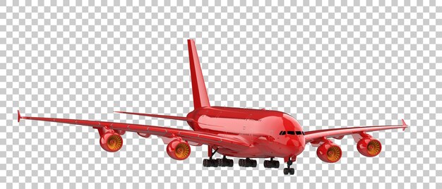 PSD commercial airplane jetliner flying isolated on transparent background 3d rendering illustration