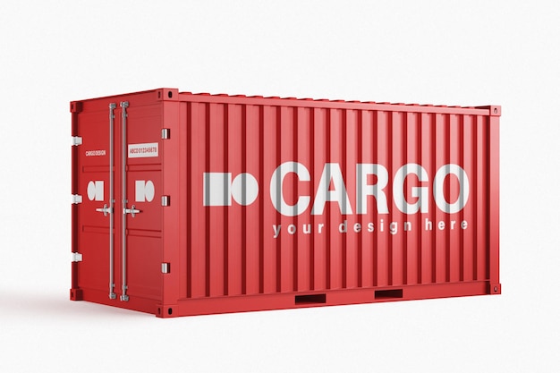 PSD commercial logistic shipment export cargo delivery large metal container realistic mockup