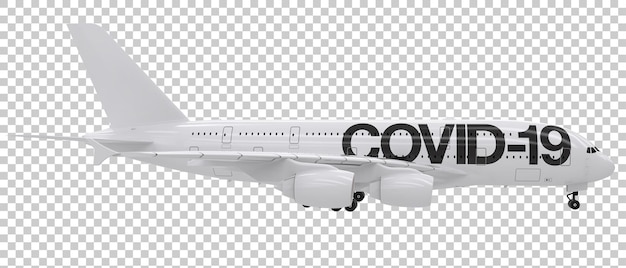 PSD commercieel vliegtuig jetliner vliegen geïsoleerd op transparante achtergrond 3d-rendering illustratie