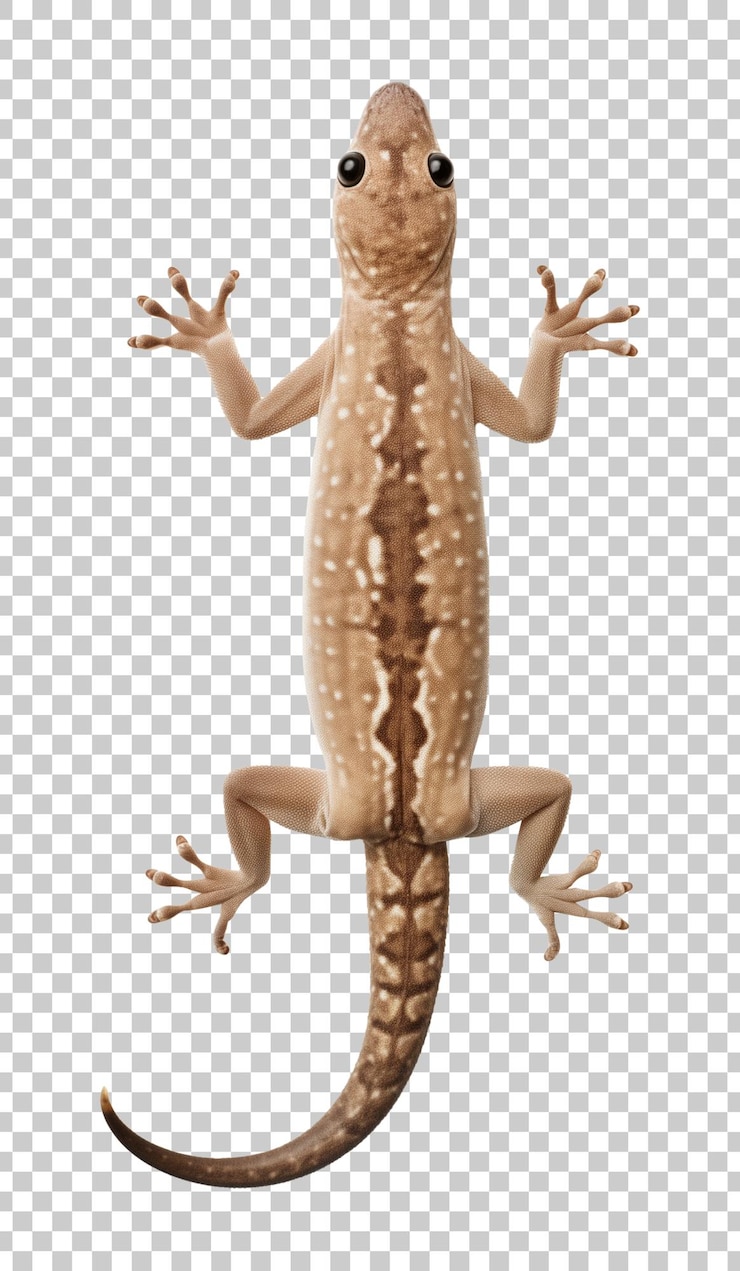 PSD common house gecko lizard isolated on transparent background