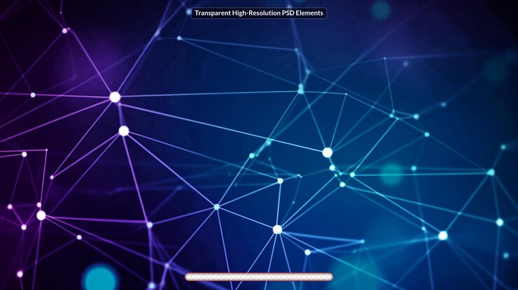 PSD communication concept net on dark background with glowing dots