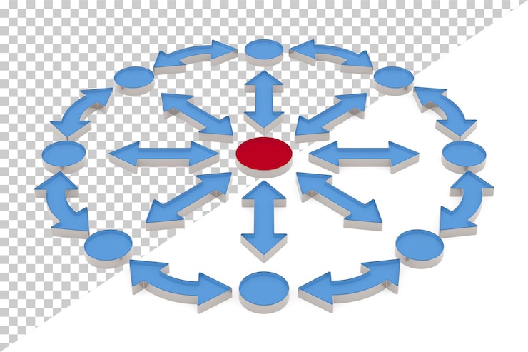 PSD communication network on white background isolated 3d illustration