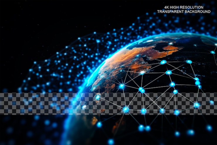 PSD communication technology for internet businessglobal on transparent background