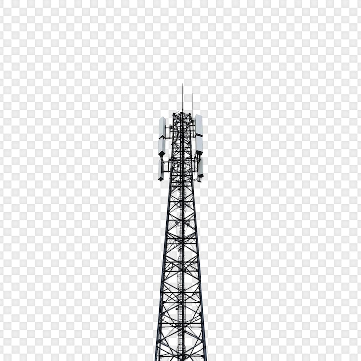 PSD communication towers isolated on transparent background