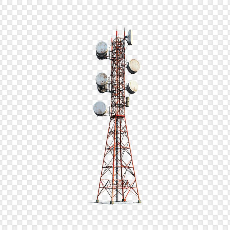 PSD communication towers isolated on transparent background