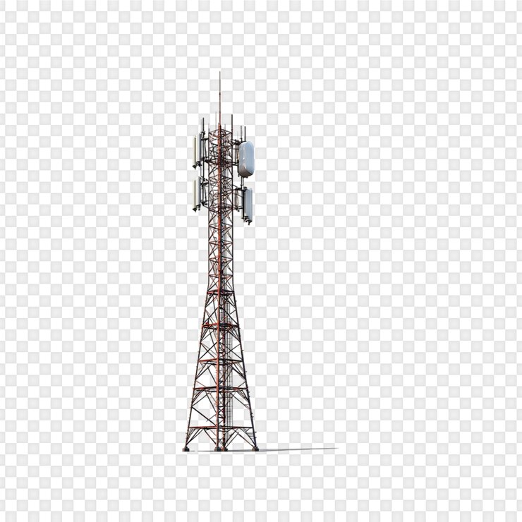 PSD communication towers isolated on transparent background