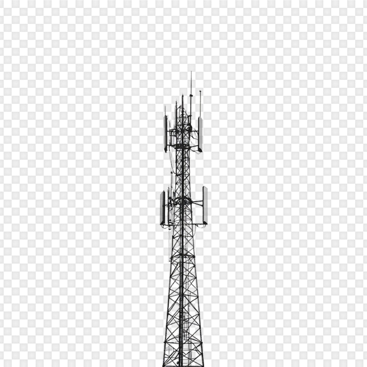PSD communication towers isolated on transparent background