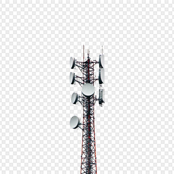 PSD communication towers isolated on transparent background