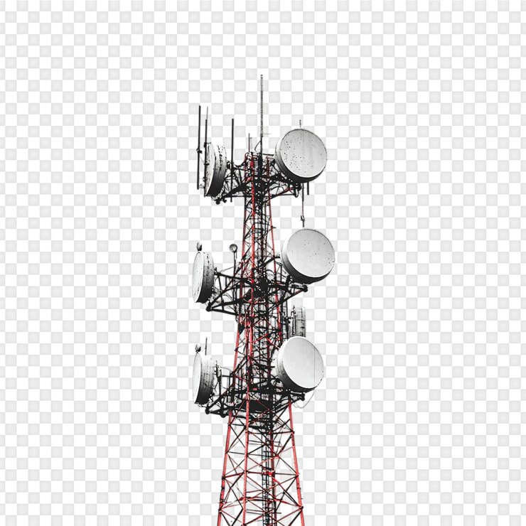 PSD communication towers isolated on transparent background
