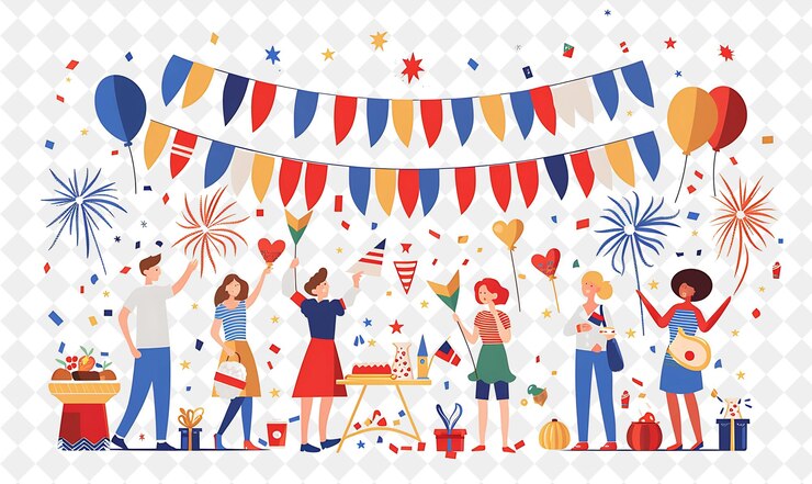 PSD バスティルの日を祝うために集まるコミュニティ d 世界のフラットイラストフェスティバル