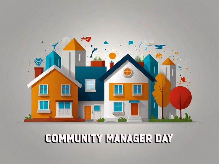 PSD community manager day background with editable file