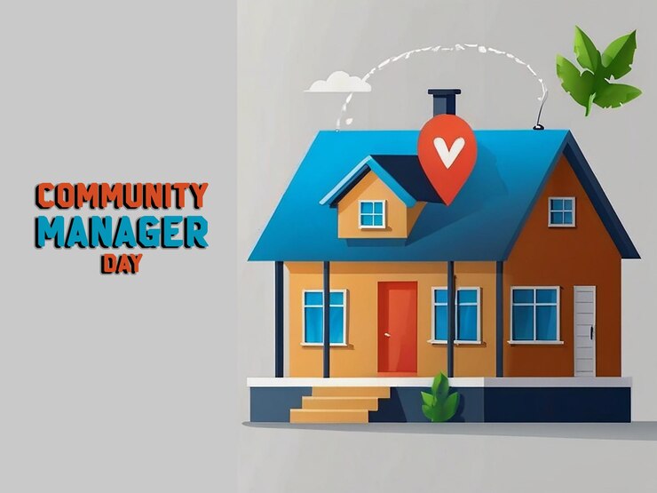 PSD community manager day background with editable file
