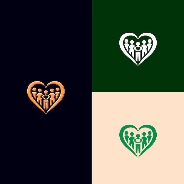 community service award logo with a group of people and a he creative and unique vector designs