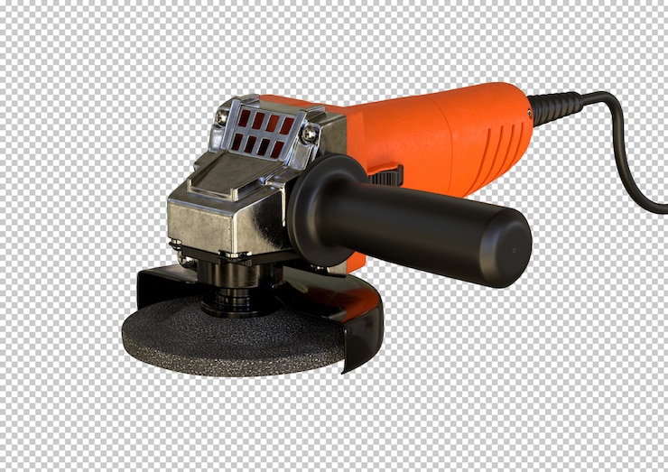 PSD compact angle grinder isolated. equipment used by woodworkers and locksmiths