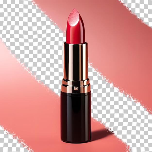 PSD compact black tube of vibrant red lipstick for alluring lip enhancement transparent background