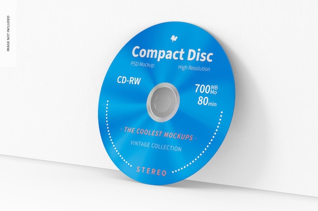 PSD compact disc mockup, leunend