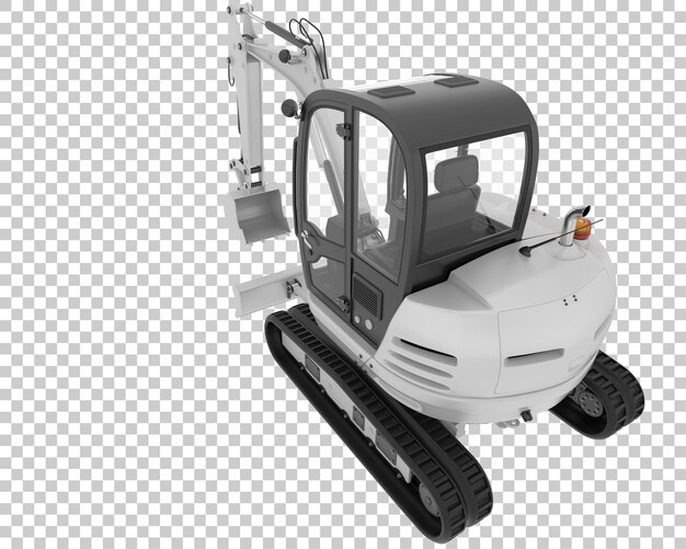 Compact excavator on transparent background 3d rendering illustration