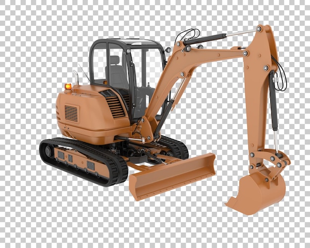 PSD compact excavator on transparent background 3d rendering illustration