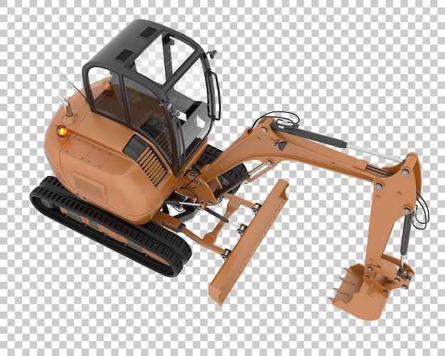 PSD compact excavator on transparent background 3d rendering illustration