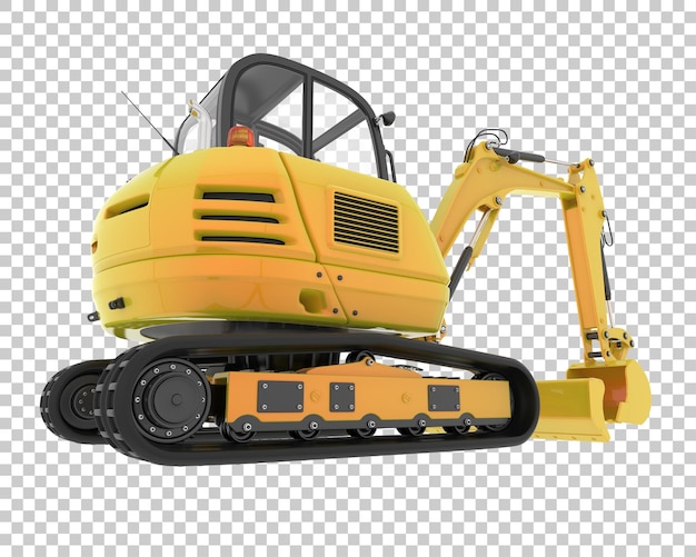 PSD compact excavator on transparent background 3d rendering illustration