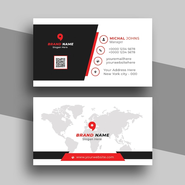 PSD company business card in red color psd template