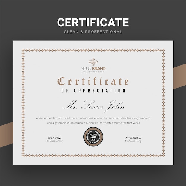 PSD company certificate template