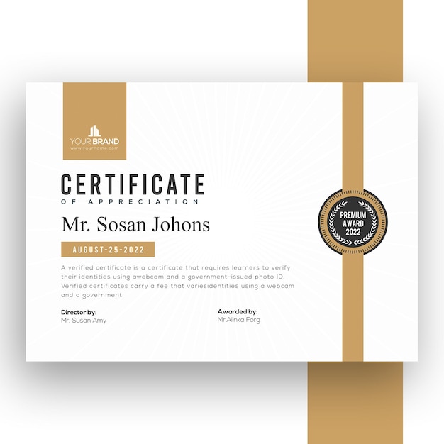 PSD company certificate template