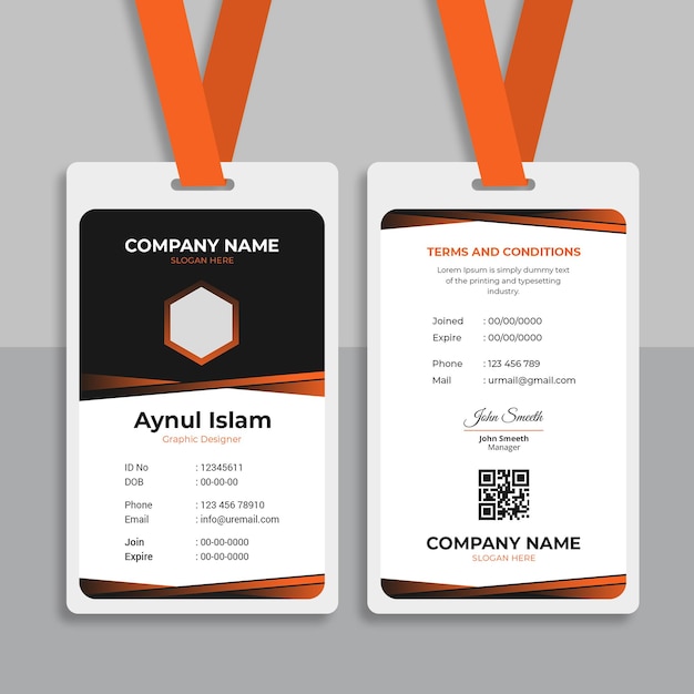 PSD company id card template design for employee and officer