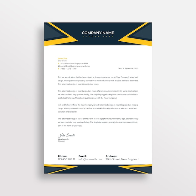 company letterhead psd template professional design with creative shape