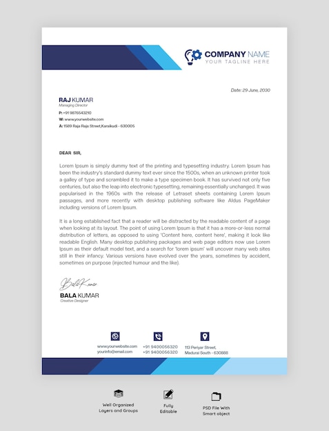 company letterhead template PSD