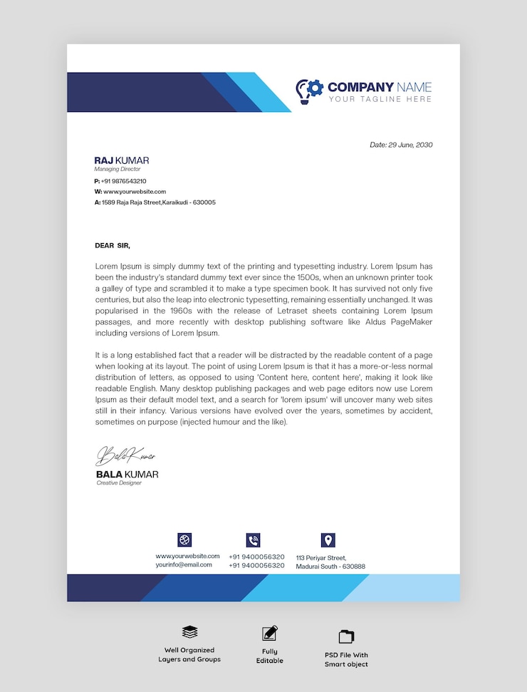 PSD company letterhead template psd