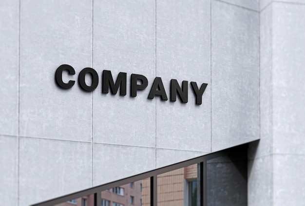 PSD company logo mock-up on concrete facade