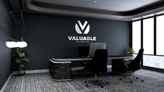 company logo mockup in the modern office manager room