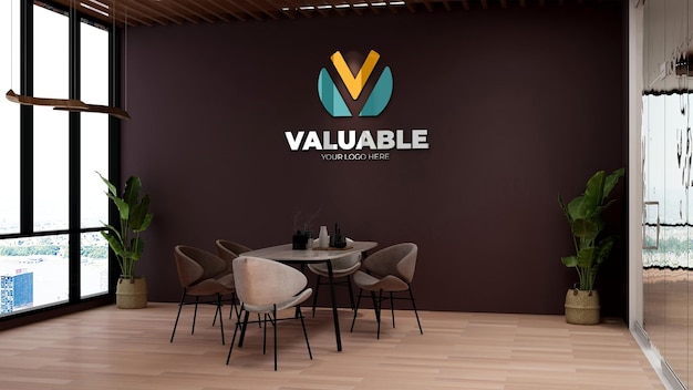 Company logo mockup in the modern office meeting room