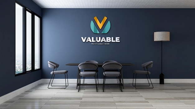 Company logo mockup in the modern office meeting room