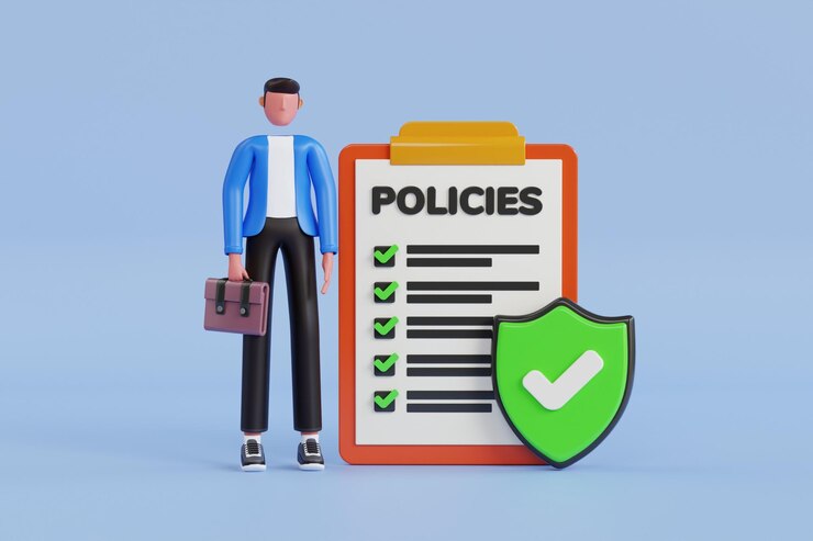 PSD company policies document 3d illustration