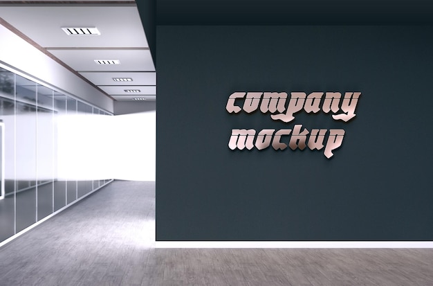 PSD company wall logo mockup