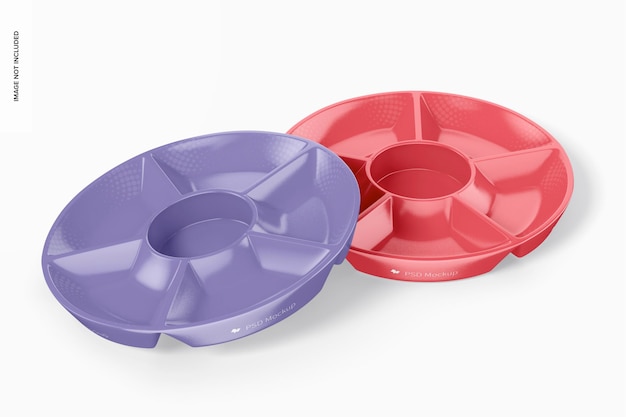 Compartment round tray mockup, top view