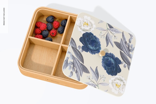 Compartment Tray with Lid Mockup, Top View