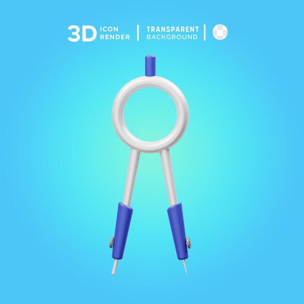 PSD compass 3d illustration rendering 3d icon colored isolated