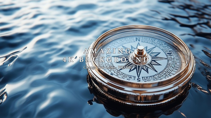 PSD compass floating on water