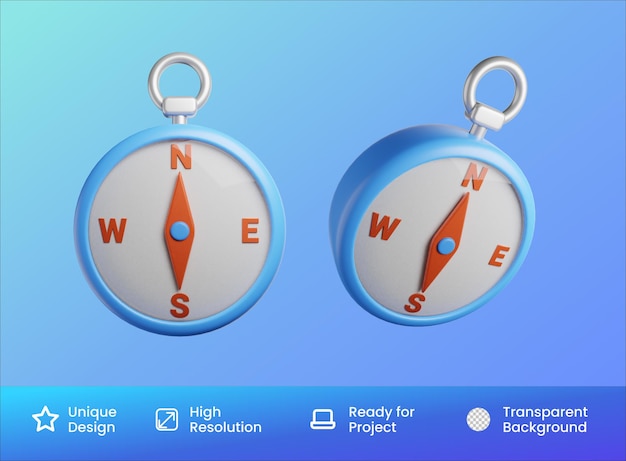 Compass icon 3d illustration isolated