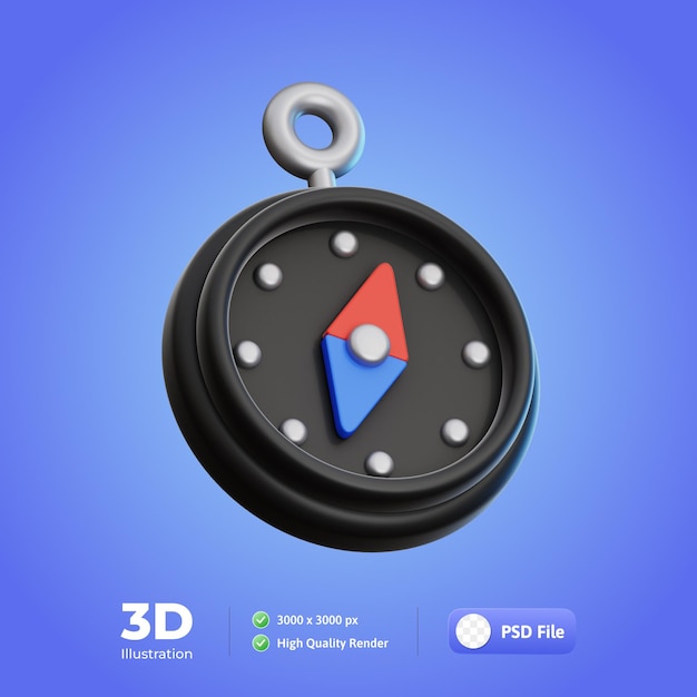 PSD compass travel 3d illustration