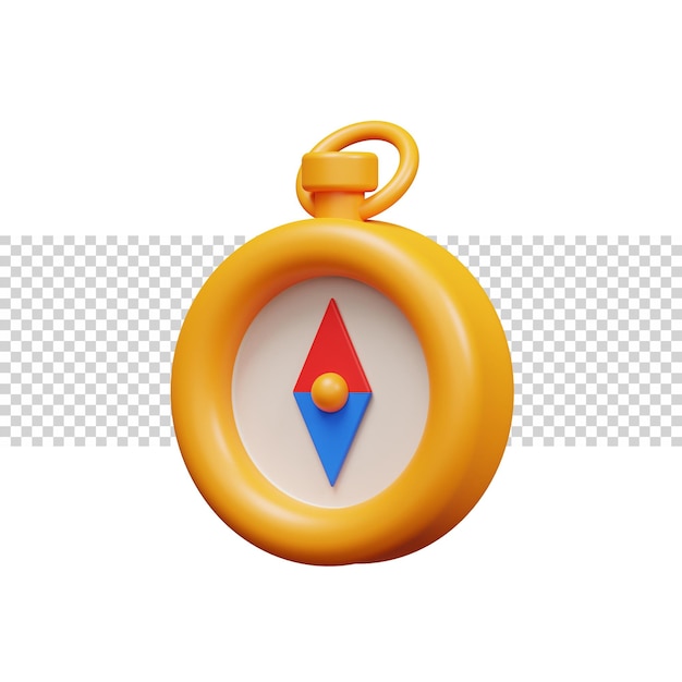 Compass with golden color and blue and red arrow 3d rendering icon for website or game. compass icon