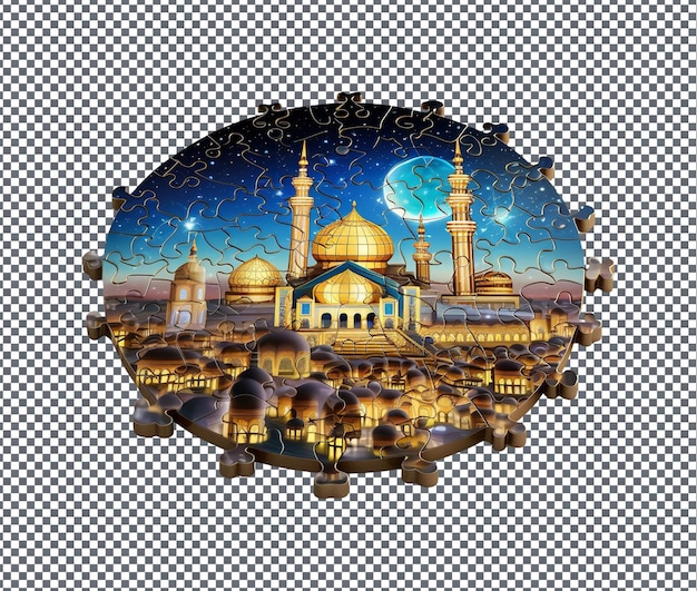 PSD compelling ramadan themed jigsaw puzzle isolated on transparent background