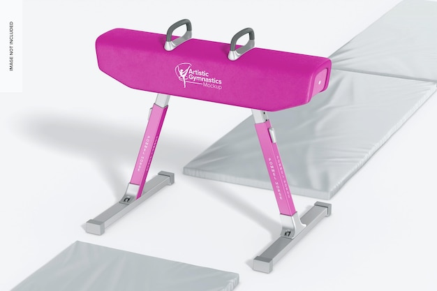 Competition pommel horse mockup high angle view