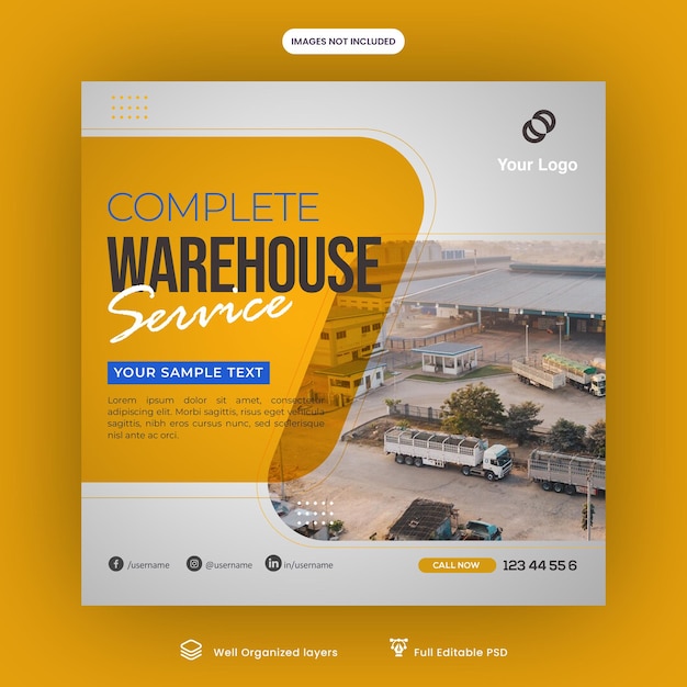 Complete warehouse service social media ad banner