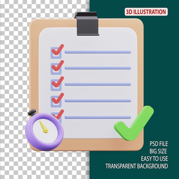 PSD completed tasks business 3d illustration