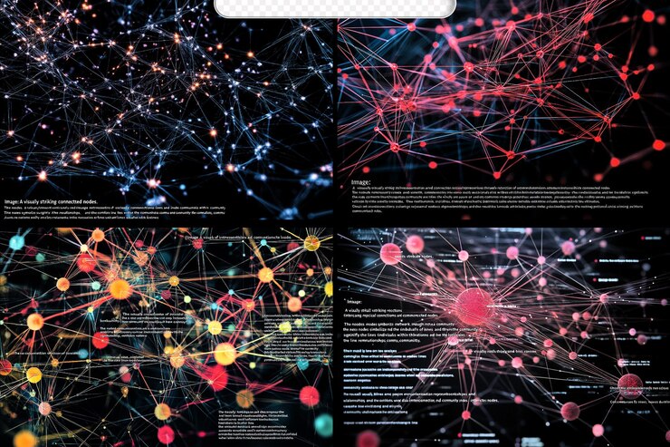 PSD complex network visualization illustrating interconnected data structures and relationships