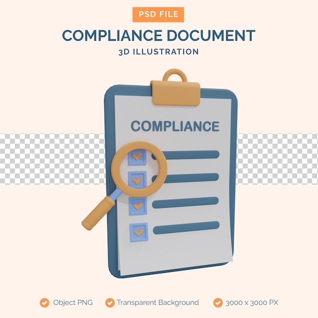 compliance document 3d illustration